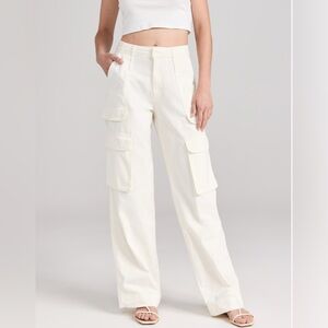 FRAME DENIM Relaxed Straight Cargo Pants Wide Leg High Rise Size 27 Ecru